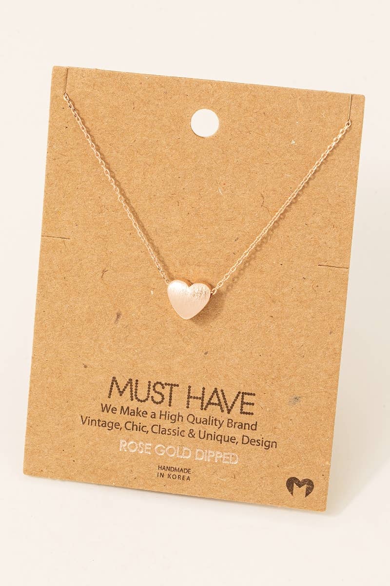 Brushed Gold Heart Pendant Necklace
