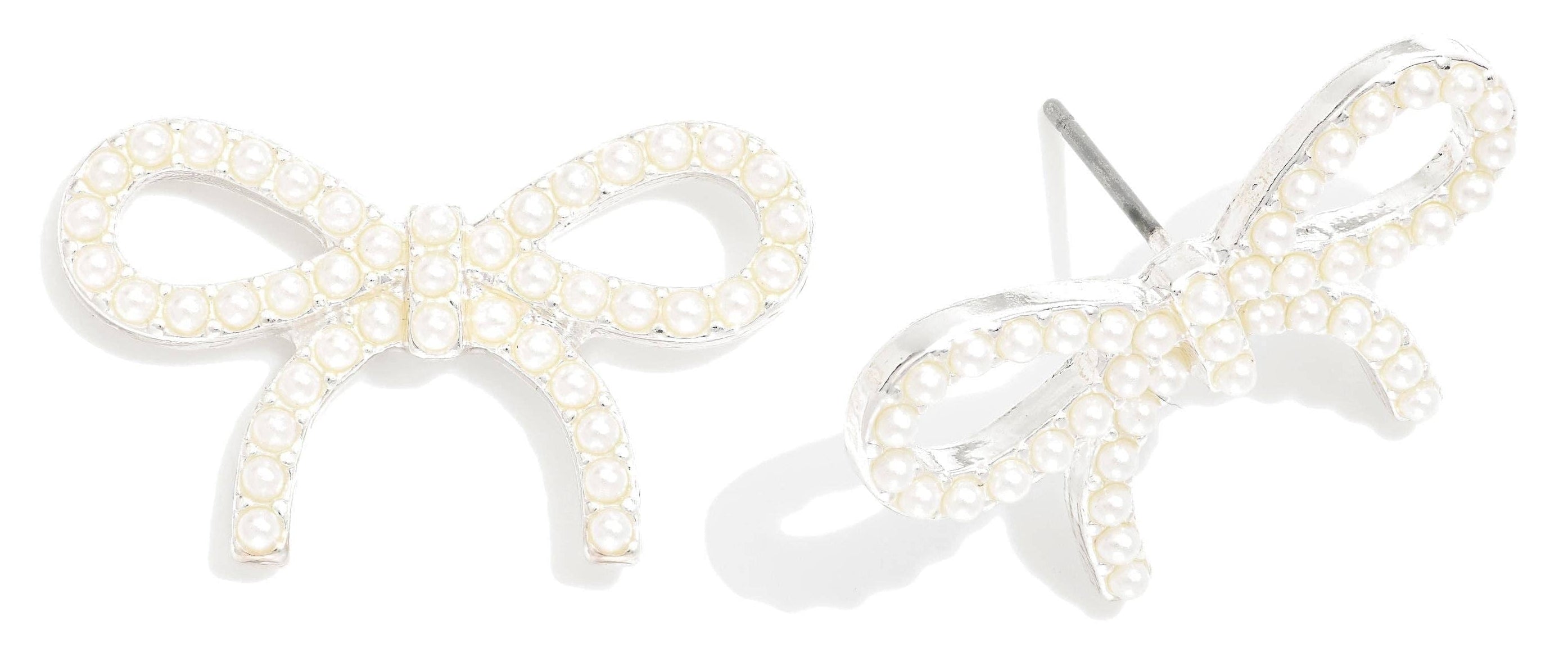 Pearl Studded Bow Stud Earrings