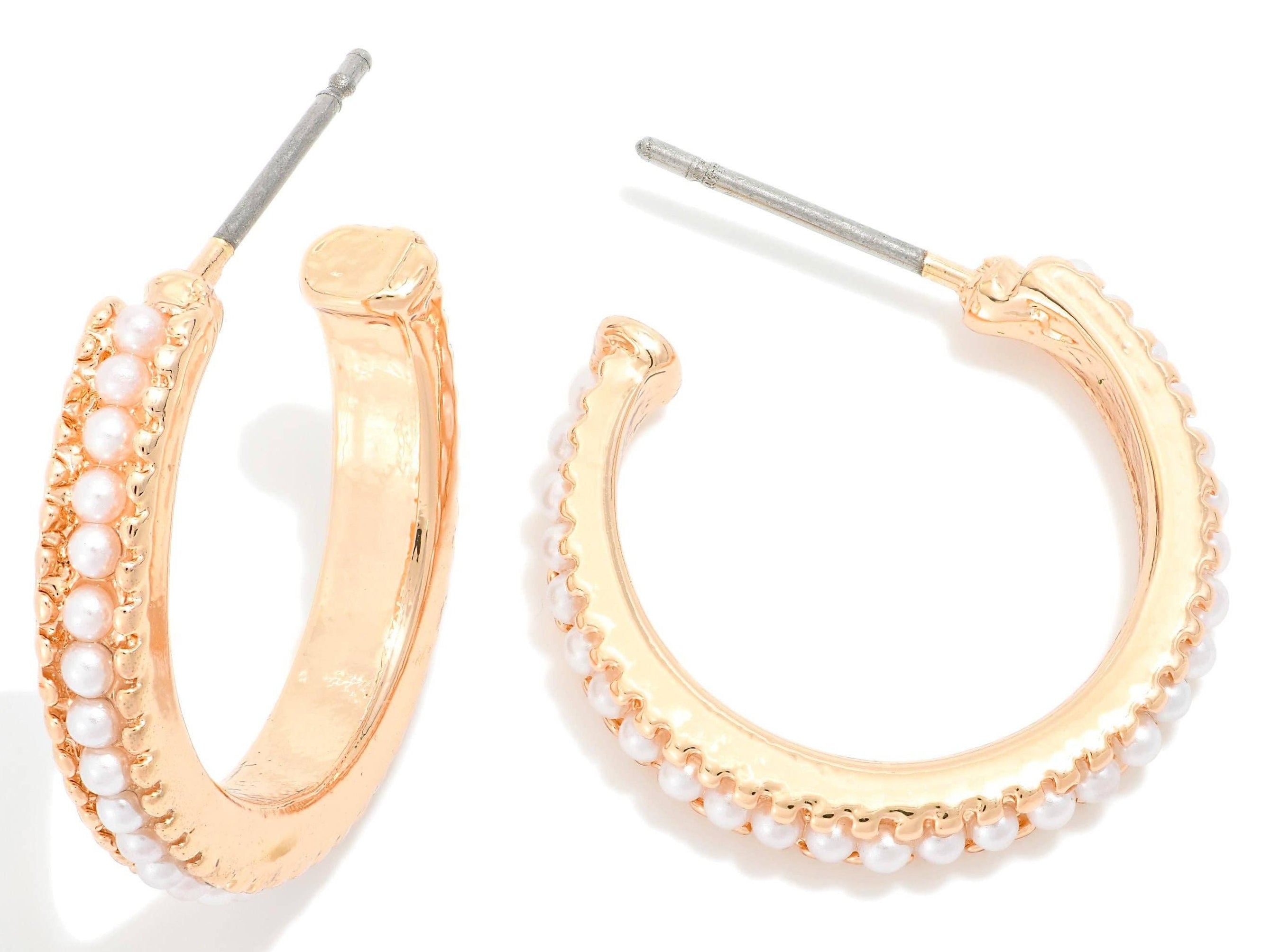 Pearl Accent Hoop Earrings
