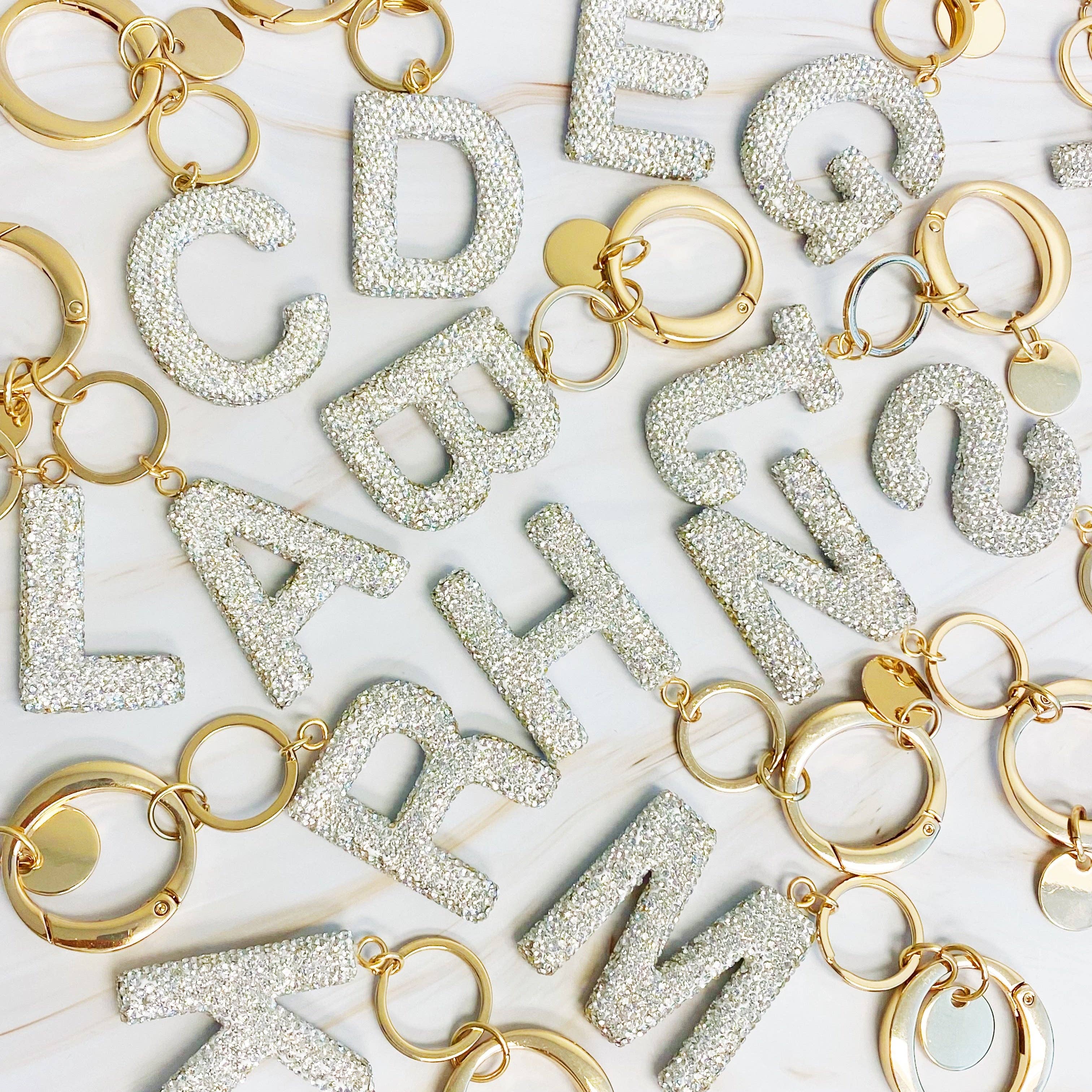 Crystal Glam Initial Bag Charm/Keychain