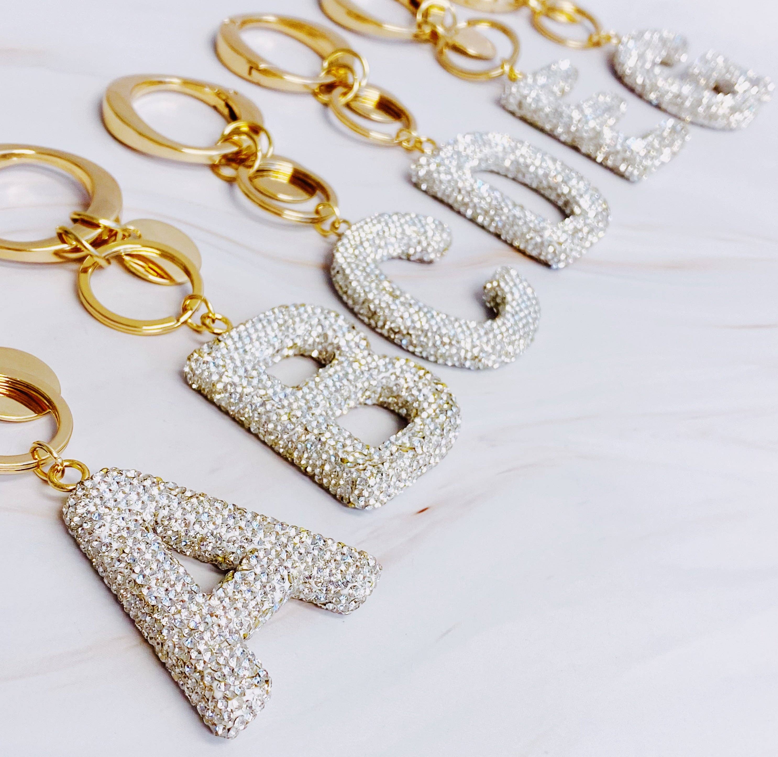 Crystal Glam Initial Bag Charm/Keychain