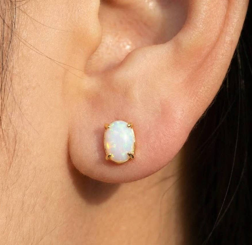Opal Stone Stud Earrings