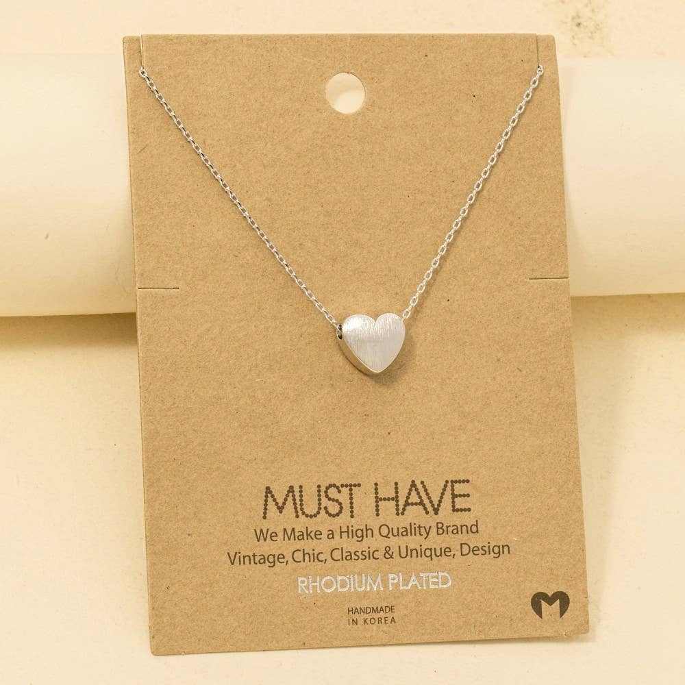 Brushed Gold Heart Pendant Necklace