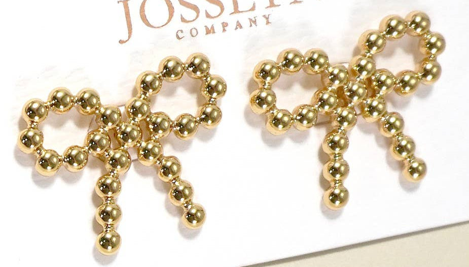 Ball Rope Bow Stud Earrings