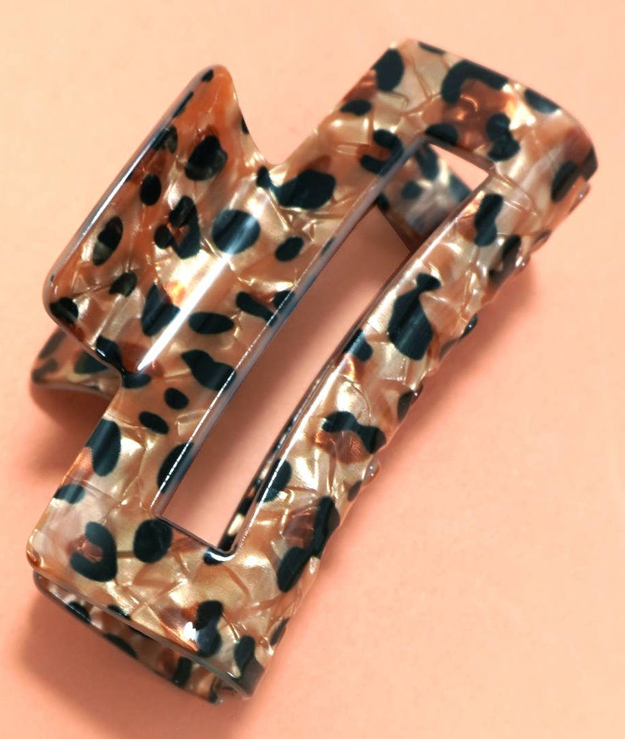 Rectangle Leopard Hair Claw Clip
