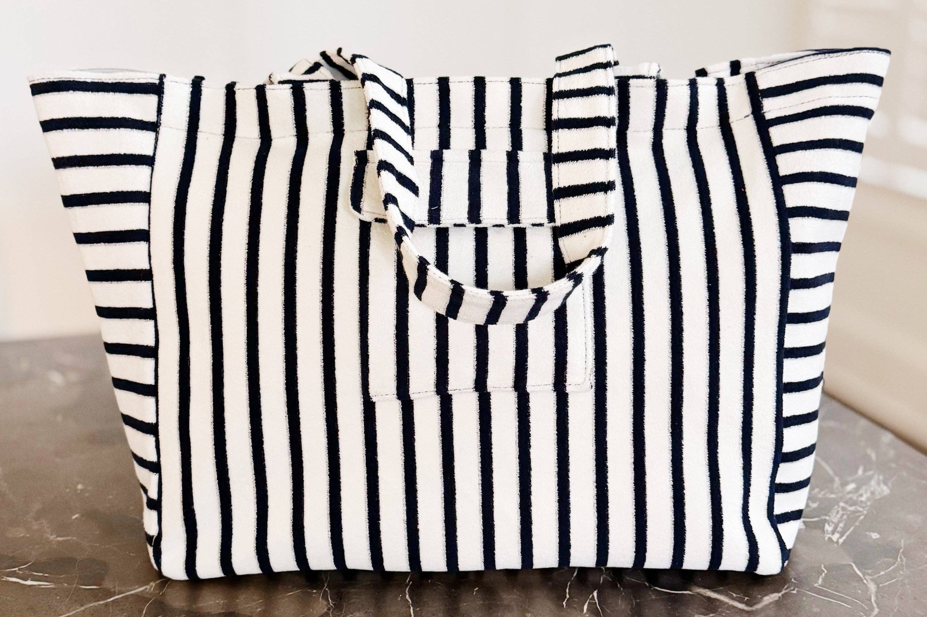 Terry Cloth Striped Beach Tote