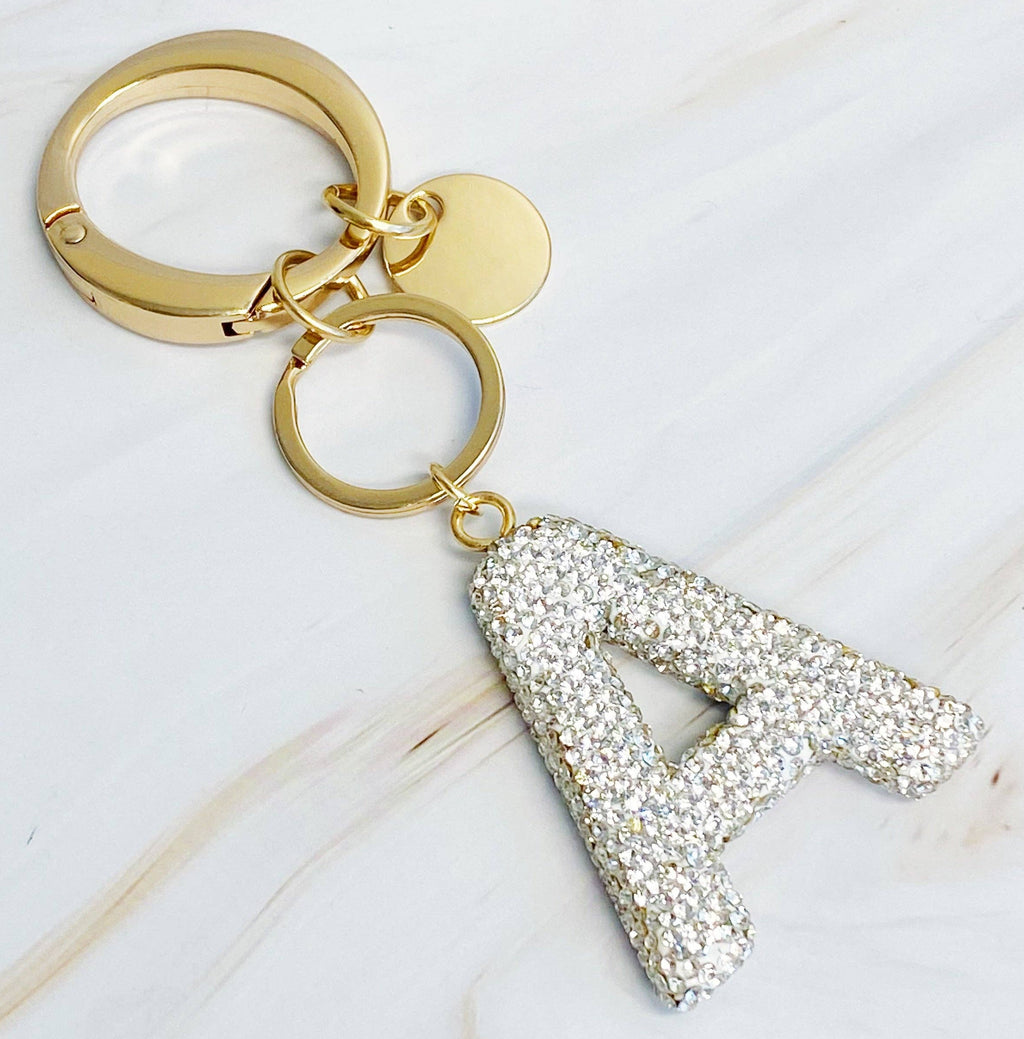 Crystal Glam Initial Bag Charm/Keychain