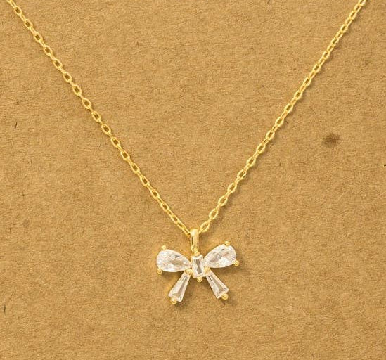 Rhinestone Bow Necklace
