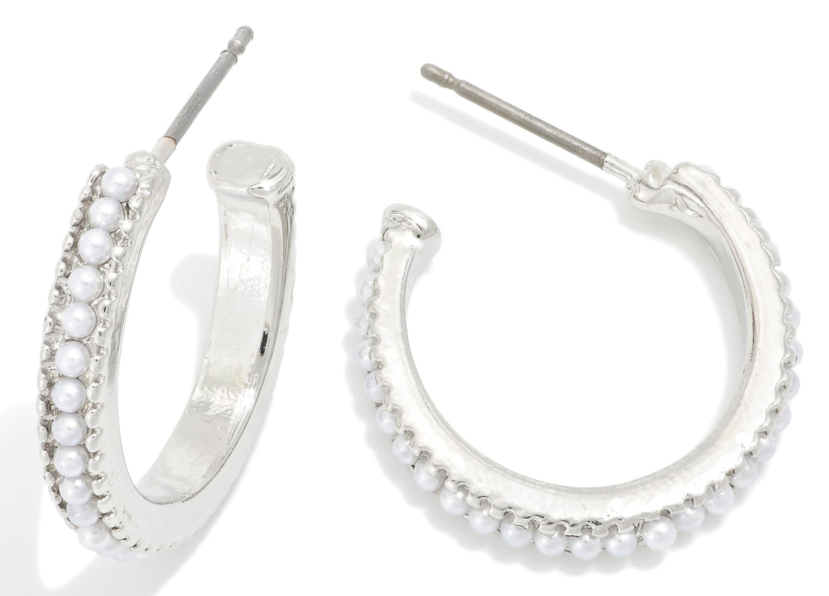 Pearl Accent Hoop Earrings