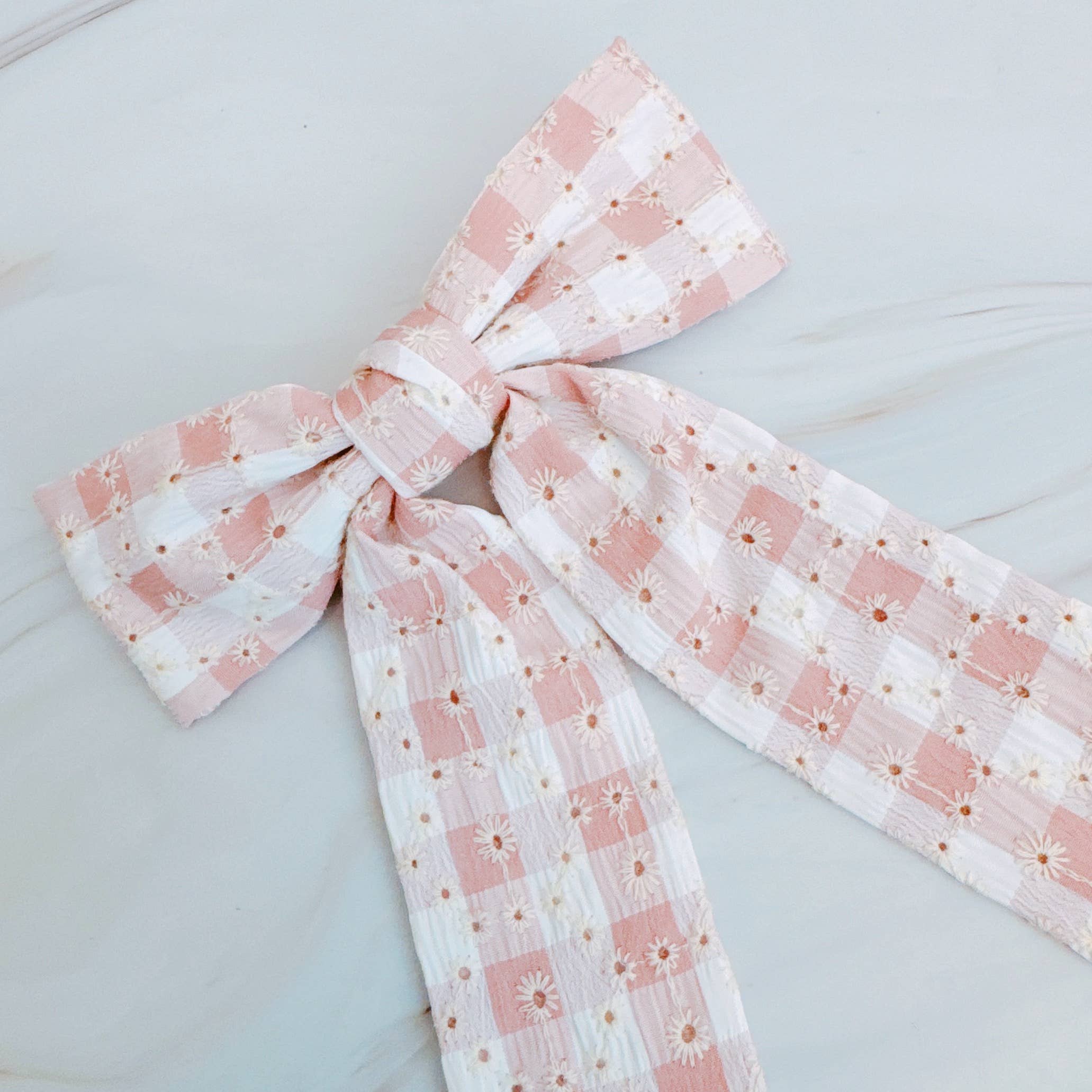 Daisy Gingham Bow Hair Clip