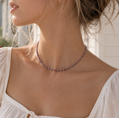 Red White & Blue Beaded Necklace