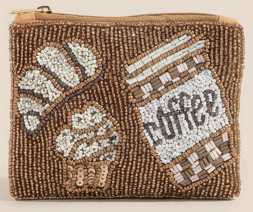 Coffee And Pastries Beaded Coin Purse