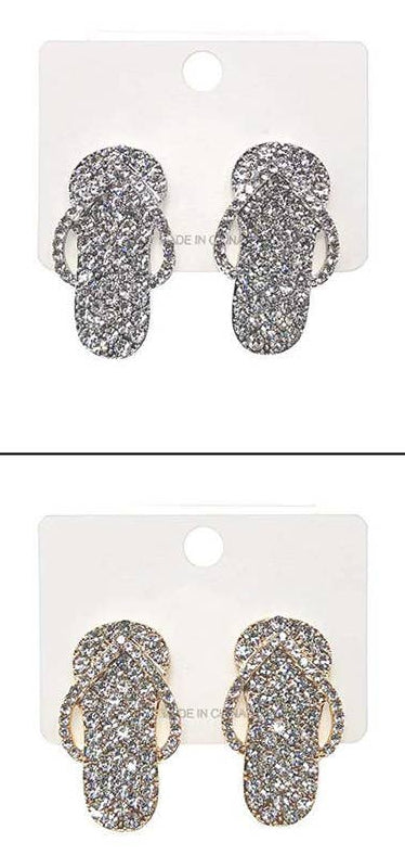 Rhinestone Flip Flop Stud Earrings