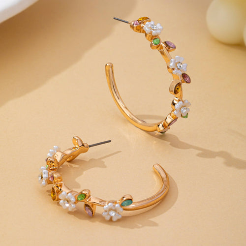Botanical Flowers Hoop Earrings
