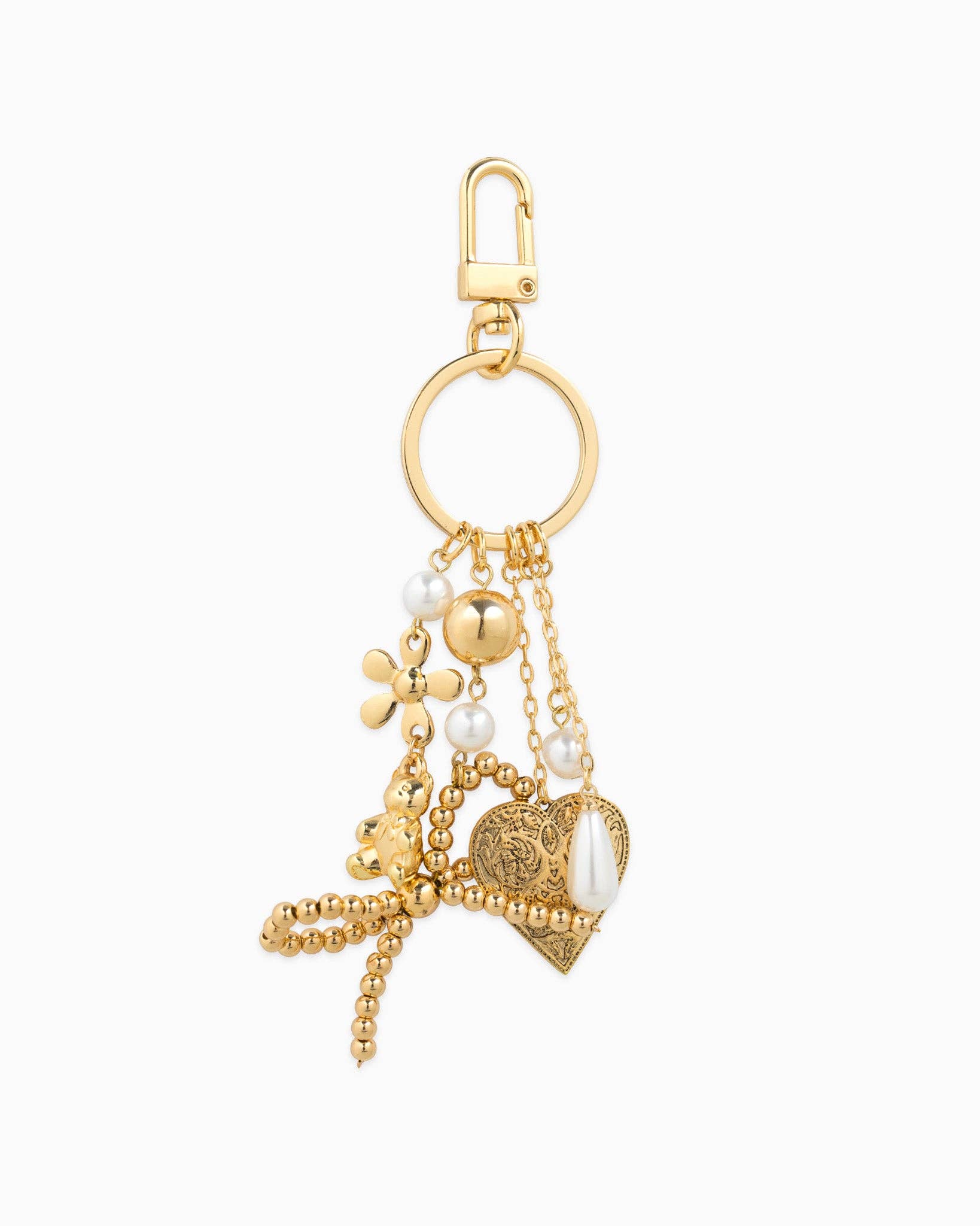 Filigree Heart & Pearl Bag Charm